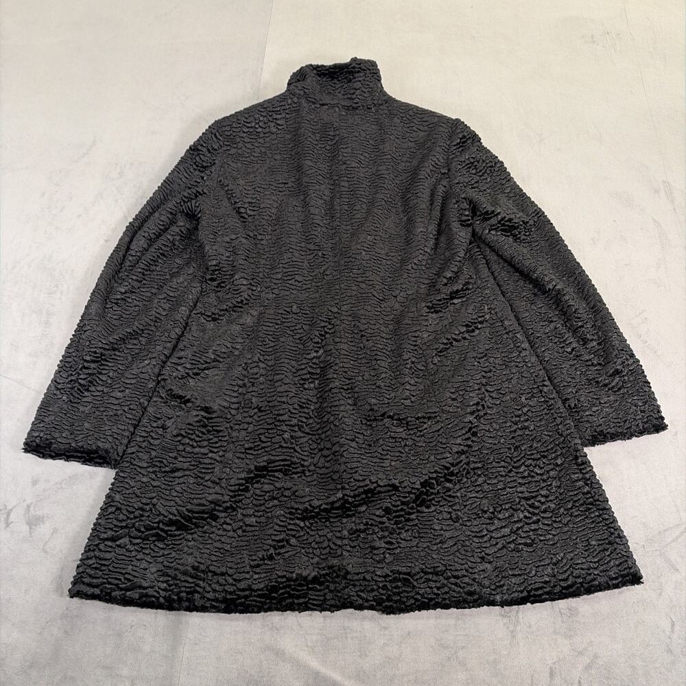 White House Black Market Persian Lamb Faux Fur Coat Jacket Size Large Charity - Picture 9 of 9